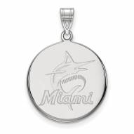 Miami Marlins Sterling Silver Large Disc Pendant