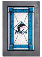 Miami Marlins Stained Glass with Frame