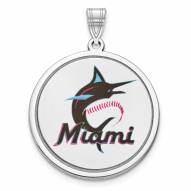 Miami Marlins Sterling Silver Disc Pendant