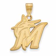 Miami Marlins Sterling Silver Gold Plated Large Pendant