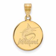 Miami Marlins Sterling Silver Gold Plated Medium Disc Pendant