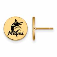 Miami Marlins Sterling Silver Gold Plated Small Disc Earrings