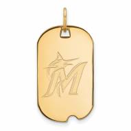 Miami Marlins Sterling Silver Gold Plated Small Dog Tag