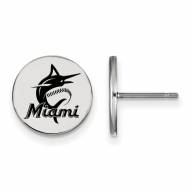 Miami Marlins Sterling Silver Small Enameled Disc Earrings