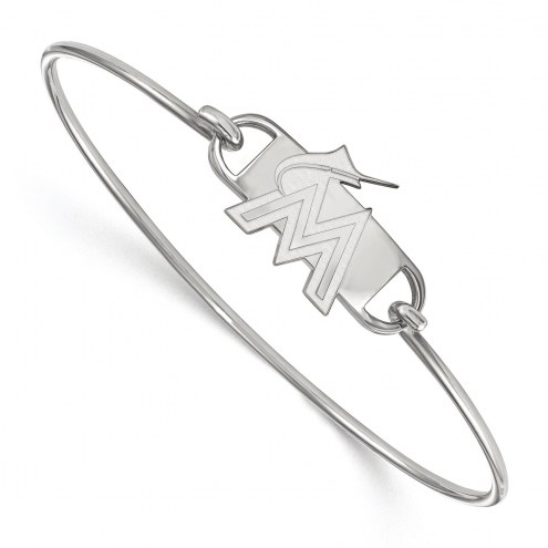 Miami Marlins Sterling Silver Wire Bangle Bracelet