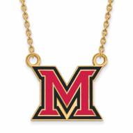 Miami of Ohio RedHawks Sterling Silver Gold Plated Large Enameled Pendant Necklace