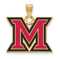 Miami of Ohio RedHawks Sterling Silver Gold Plated Large Enameled Pendant