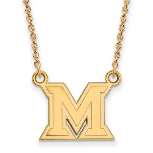 Miami of Ohio RedHawks Sterling Silver Gold Plated Small Pendant Necklace
