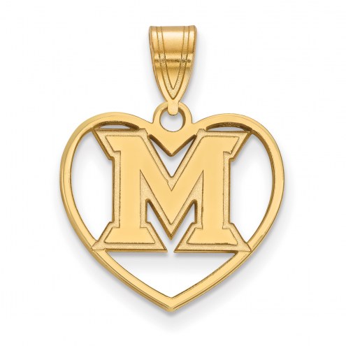 Miami of Ohio RedHawks Sterling Silver Gold Plated Heart Pendant