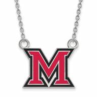 Miami of Ohio RedHawks Sterling Silver Large Enameled Pendant Necklace