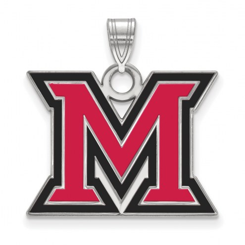 Miami of Ohio RedHawks Sterling Silver Large Enameled Pendant