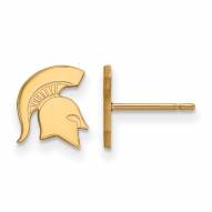 Michigan State Spartans Sterling Silver Gold Plated Extra Small Post Earrings