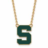 Michigan State Spartans Sterling Silver Gold Plated Large Pendant Necklace