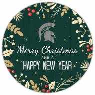 Michigan State Spartans 12" Merry Christmas & Happy New Year Sign