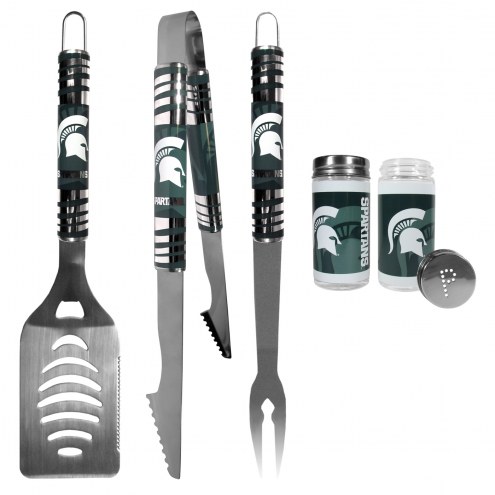 Michigan State Spartans 3 Piece Tailgater BBQ Set and Salt and Pepper Shaker Set