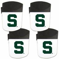 Michigan State Spartans 4 Pack Chip Clip Magnet with Bottle Opener