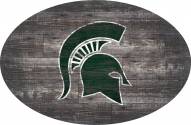 Michigan State Spartans 46" Distressed Wood Oval Sign