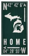 Michigan State Spartans 6" x 12" Coordinates Sign