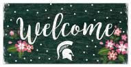 Michigan State Spartans 6" x 12" Floral Welcome Sign