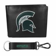 Michigan State Spartans Bi-fold Wallet & Strap Key Chain