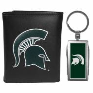 Michigan State Spartans Leather Tri-fold Wallet & Multitool Key Chain, Black