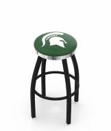 Michigan State Spartans Black Swivel Barstool with Chrome Accent Ring