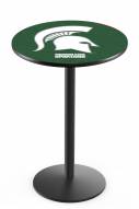 Michigan State Spartans Black Wrinkle Bar Table with Round Base