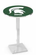 Michigan State Spartans Chrome Bar Table with Square Base