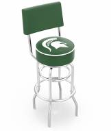 Michigan State Spartans Chrome Double Ring Swivel Barstool with Back