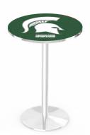 Michigan State Spartans Chrome Pub Table with Round Base