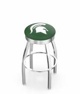 Michigan State Spartans Chrome Swivel Barstool with Ribbed Accent Ring