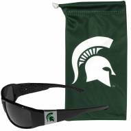 Michigan State Spartans Chrome Wrap Sunglasses and Bag