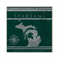 Michigan State Spartans Coordinates 10" x 10" Sign