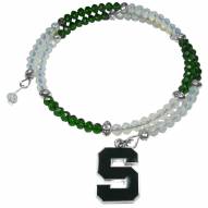 Michigan State Spartans Crystal Memory Wire Bracelet