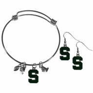 Michigan State Spartans Dangle Earrings & Charm Bangle Bracelet Set