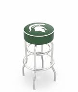 Michigan State Spartans Double-Ring Chrome Base Swivel Bar Stool
