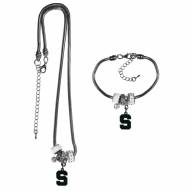 Michigan State Spartans Euro Bead Necklace & Bracelet Set