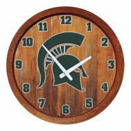 Michigan State Spartans "Faux" Barrel Top Wall Clock