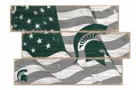 Michigan State Spartans Flag 3 Plank Sign