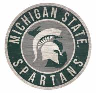 Michigan State Spartans Round State Wood Sign