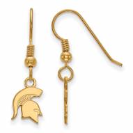 Michigan State Spartans Sterling Silver Gold Plated Extra Small Dangle Earrings