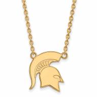 Michigan State Spartans Sterling Silver Gold Plated Large Pendant Necklace