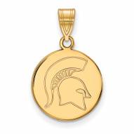 Michigan State Spartans Sterling Silver Gold Plated Medium Disc Pendant