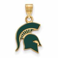 Michigan State Spartans Sterling Silver Gold Plated Small Enameled Pendant