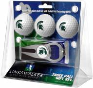 Michigan State Spartans Golf Ball Gift Pack with Hat Trick Divot Tool
