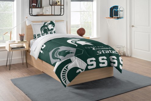 Michigan State Spartans Hexagon Full/Queen Comforter & Shams Set