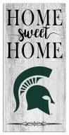 Michigan State Spartans Home Sweet Home Whitewashed 6" x 12" Sign