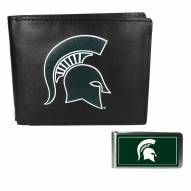 Michigan State Spartans Leather Bi-fold Wallet & Color Money Clip