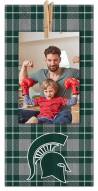 Michigan State Spartans Plaid Clothespin 6" x 12" Sign