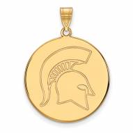 Michigan State Spartans Sterling Silver Gold Plated Extra Large Disc Pendant